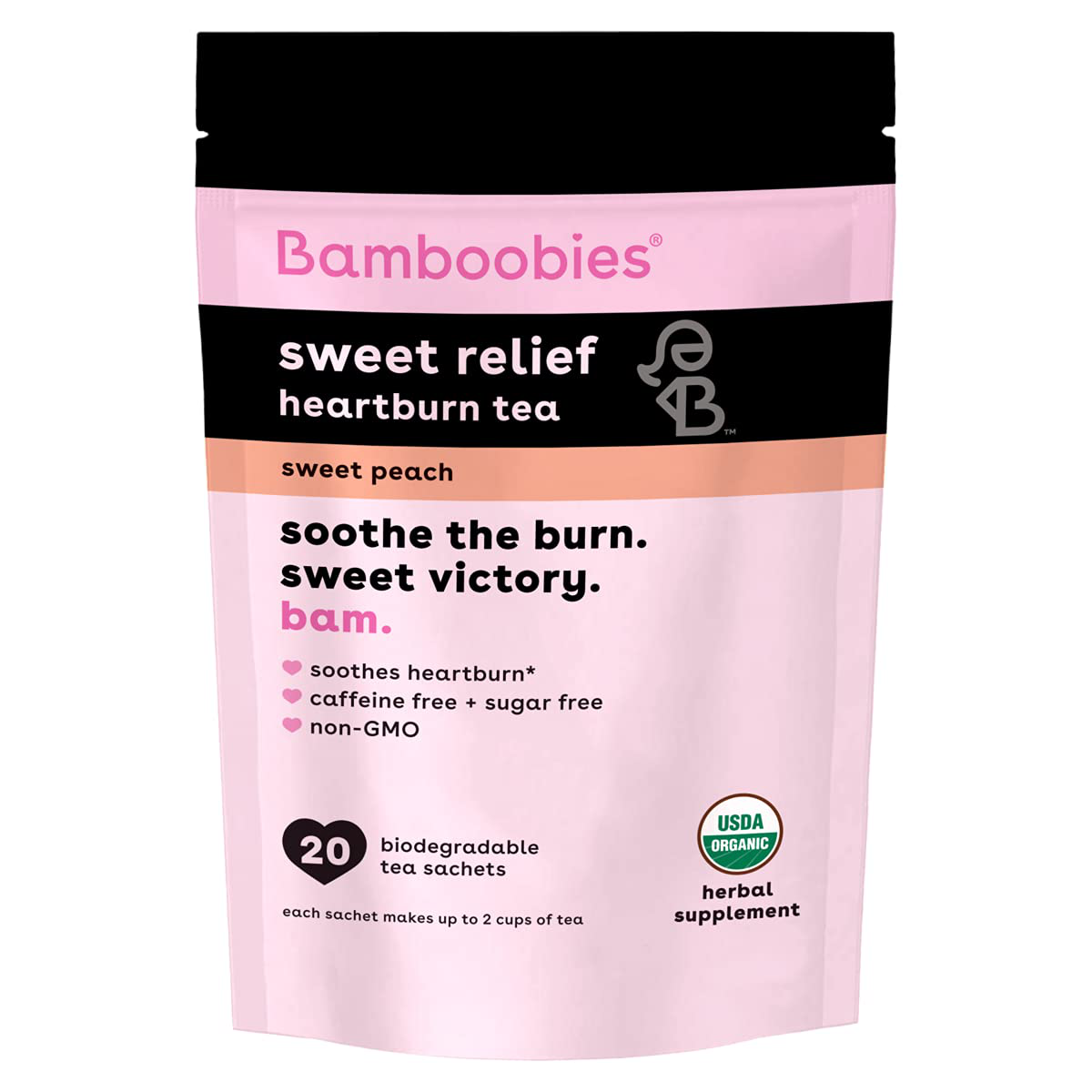 Bamboobies Women's Tea Bundle, Help Relieve Morning Sickness and Heartburn, Organic, Non GMO, Caffeine Free, and Sugar Free, 2 Pack (10 Each)