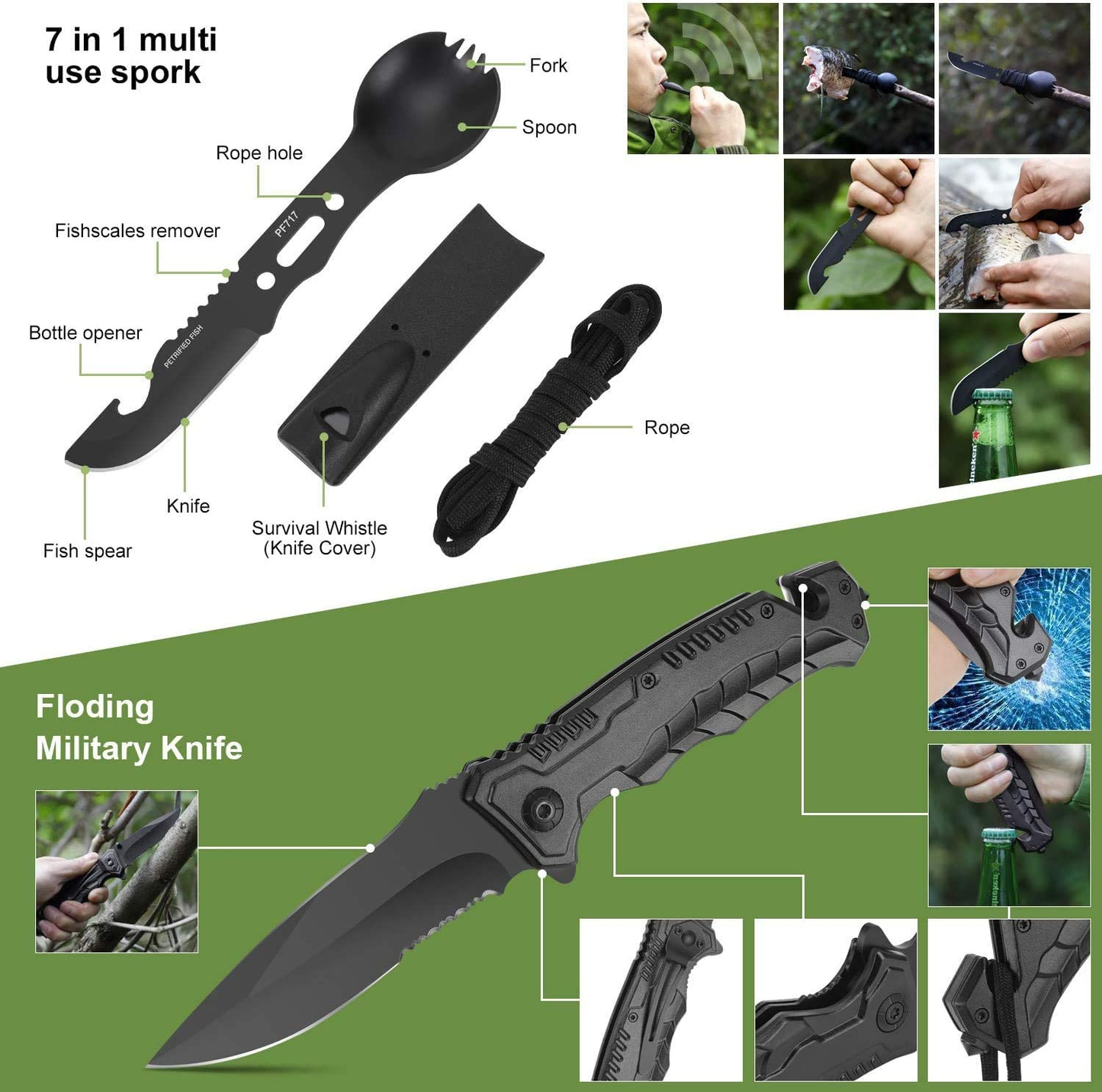 Survival Kit, 16 in 1 Professional Survival Gear Tool Emergency Tactical First Aid Equipment Supplies Kits Gifts Idear for Men Him Women Families Hiking Camping Fishing Adventures