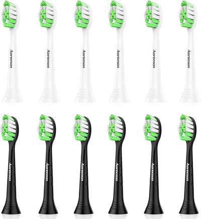 Aoremon Toothbrush Replacement Heads for Philips Sonicare Diamondclean HX6064/65 HX6062/95 and Other Snap-on Sonicare Electric Toothbrush, 12 Pack