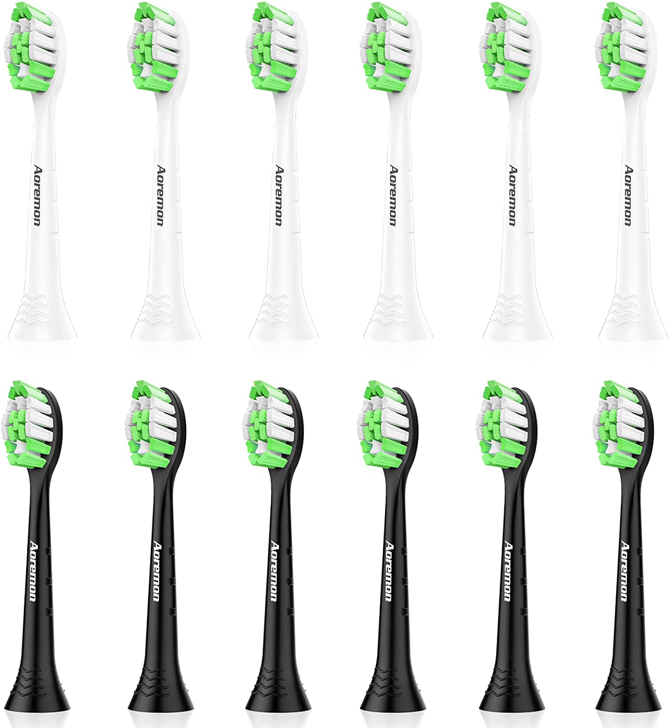 Aoremon Toothbrush Replacement Heads for Philips Sonicare Diamondclean HX6064/65 HX6062/95 and Other Snap-on Sonicare Electric Toothbrush, 12 Pack