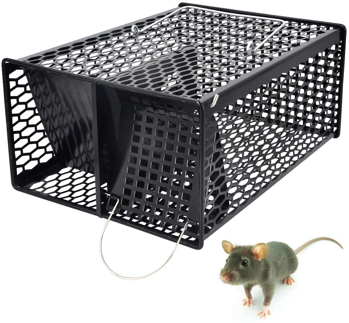 ROCKBIRDS Rat Traps - Humane Continuous Catch Live Animal Trap for Rat, Large Mouse, Chipmunk, Squirrel and Weasel, Reusable for Indoor and Outdoor Use, Safe for Kids and Pets (Black)