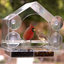 Window Bird House Feeder by Nature Anywhere with Sliding Seed Holder and 4 Extra Strong Suction Cups. Large Outdoor Birdfeeders for Wild Birds. Birdhouse Shape.