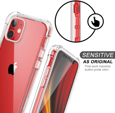SURITCH Compatible with Iphone 12 Mini Clear Case,[Built in Screen Protector] Full Body Protective Shockproof Bumper Rugged Cover for Iphone 12 Mini 5.4 Inch (Clear)
