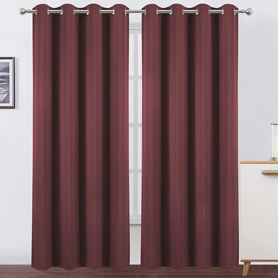LEMOMO Burgundy Red Thermal Blackout Curtains/52 x 108 Inch/Set of 2 Panels Room Darkening Curtains for Bedroom