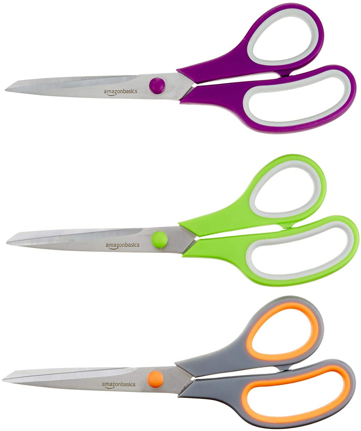 Multipurpose, Comfort Grip, Titanium Fused, Stainless Steel Office Scissors - Pack of 3