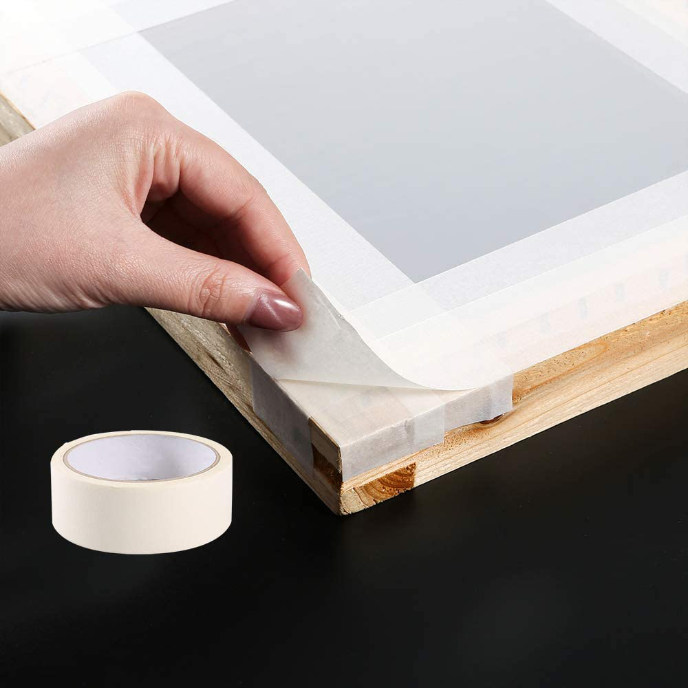 Caydo 23 Pieces Screen Printing Starter kit Include 3 Different Size of Wood Silk Screen Printing Frame with Mesh, Screen Printing Squeegees, Inkjet Transparency Film, Ink Knife, and Mask Tape