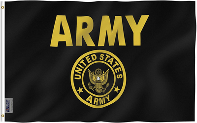 3X5 US Army Gold Crest Flag - Vivid Color and Fade Proof - Canvas Header and Double Stitched - United States Military Flags Polyester with Brass Grommets 3 X 5 Ft