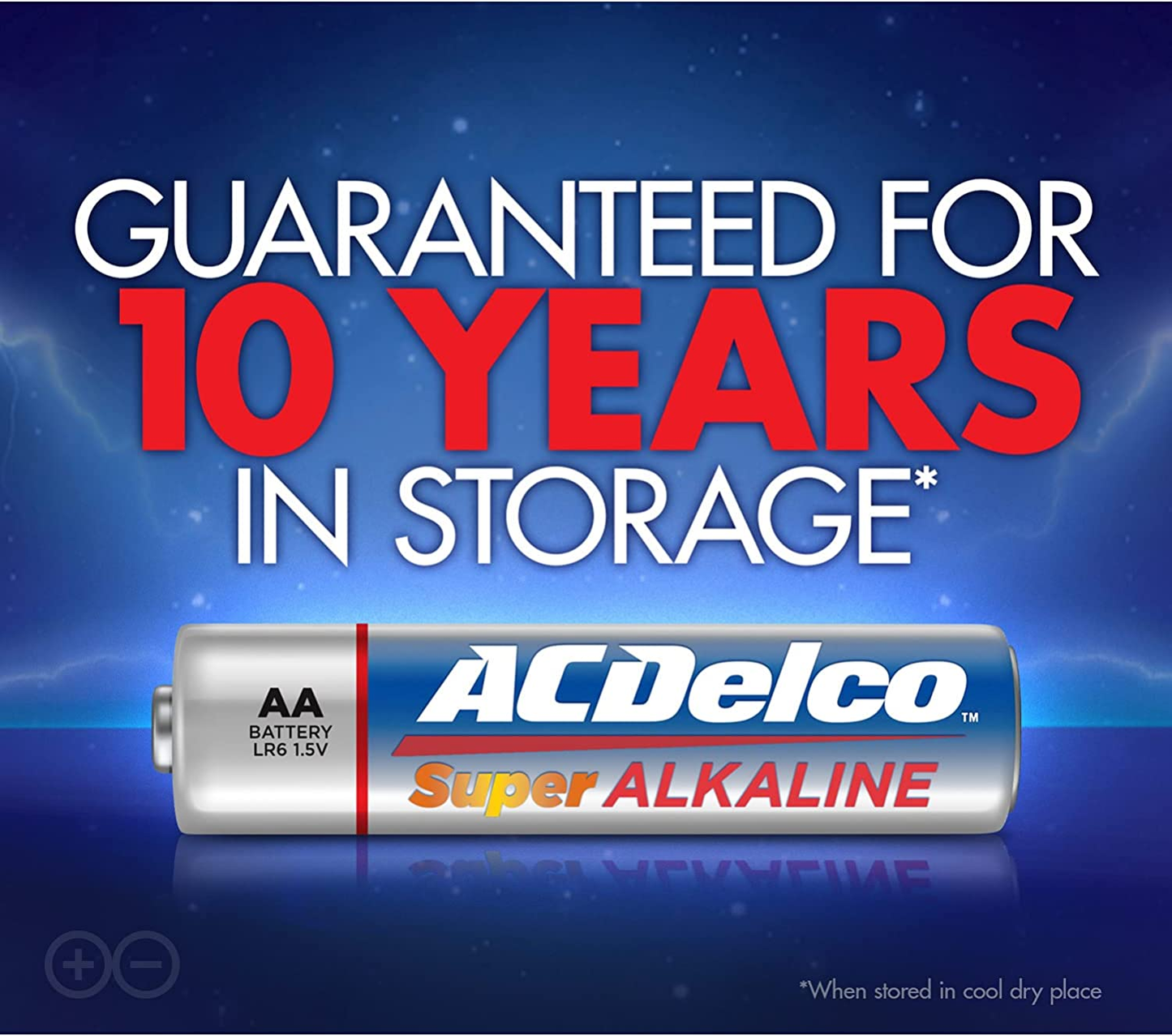 Acdelco  AA Batteries, Maximum Power Super Alkaline Battery, 10-Year Shelf Life, Recloseable Packaging, Blue