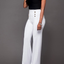 A ADILACA Women's Casual Work Office Basic Pants, Front 6-Button Sailor Trousers, High Waist Straight-Leg Long Pants