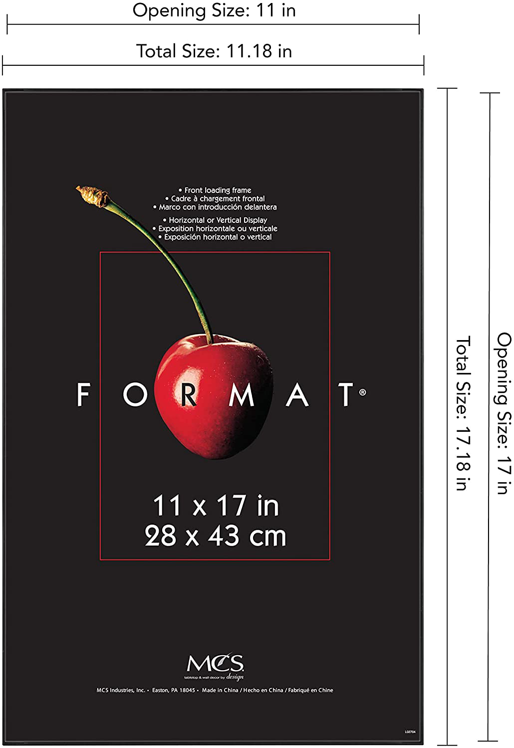 MCS Format Frames, 8.5 x 11 in, Black, 6 Count