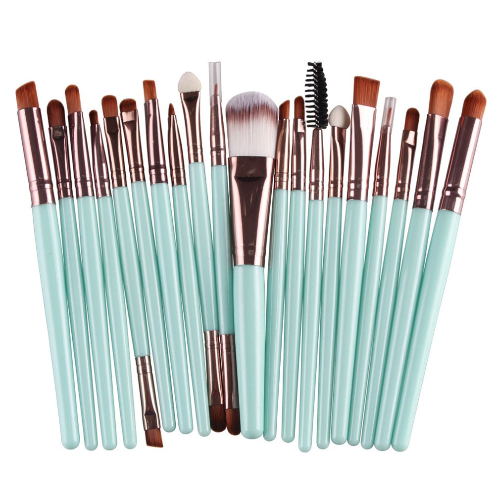 20 Pcs Makeup Brush Set Tools Make-Up Toiletry Kit Wool Make up Brush Set (Silver)