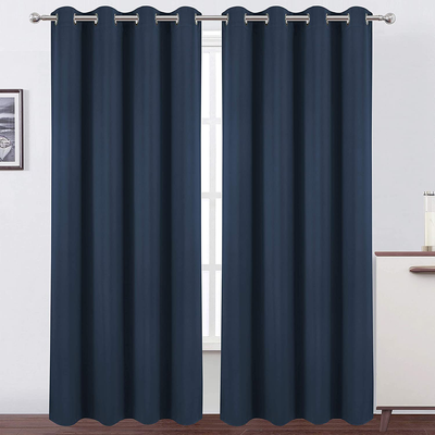 LEMOMO Navy Blue Blackout Curtains 52 x 84 inch/Set of 2 Curtain Panels Room Darkening Bedroom Curtains