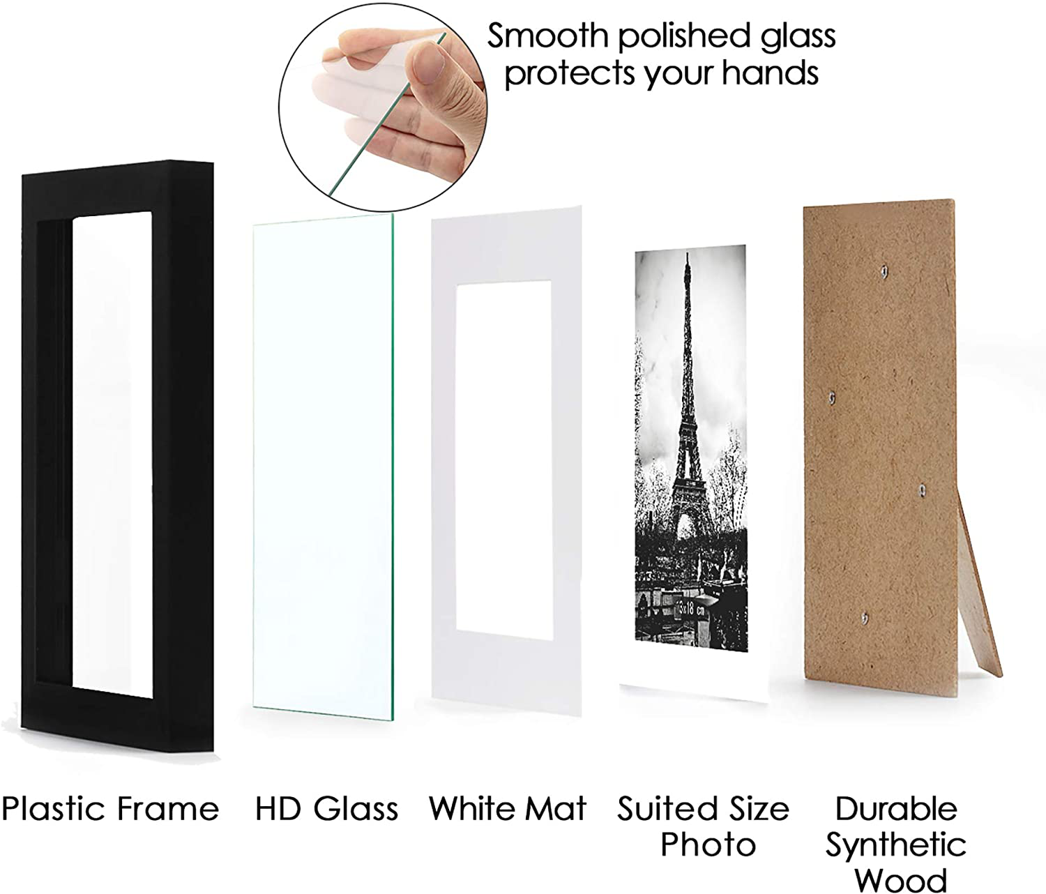 upsimples 8x10 Picture Frame Set of 10,Display Pictures 5x7 with Mat or 8x10 Without Mat,Multi Photo Frames Collage for Wall or Tabletop Display,Black