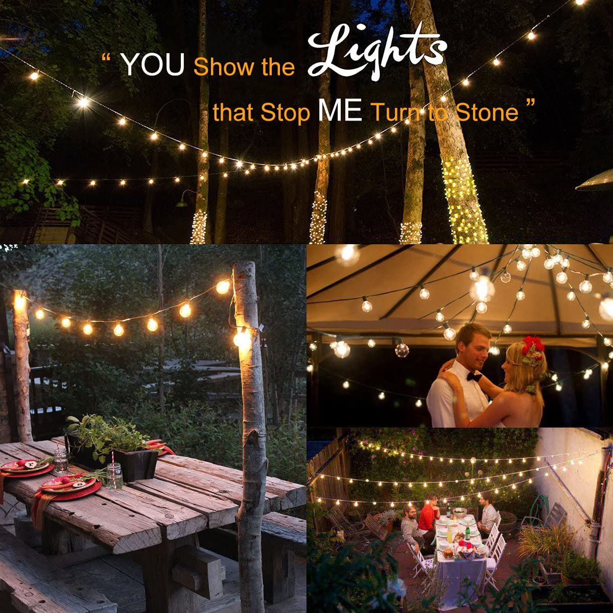 Outdoor String Lights 25ft Patio Lights with 27 G40 Bulbs (2 Spare) Connectable Globe String Lights for Party Tents Patio Gazebo Porch Deck Bistro Backyard Balcony Pergola Outside Decor…