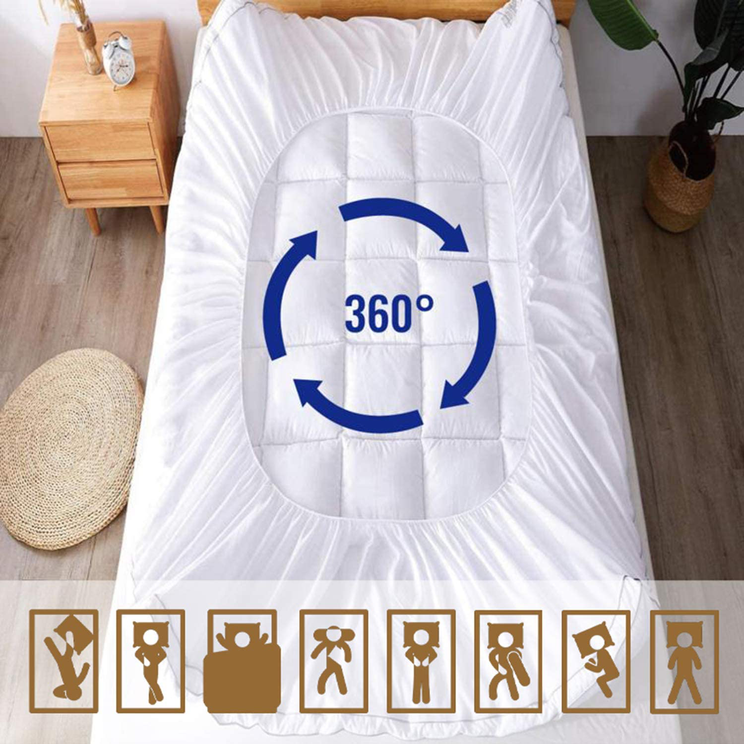 WhatsBedding 2 Inch Thick Mattress Topper with 400T 100% Cotton Cover, Cal-King Mattress Pad with Down Alternative Filled (8-21" Fitted Deep Pocket)