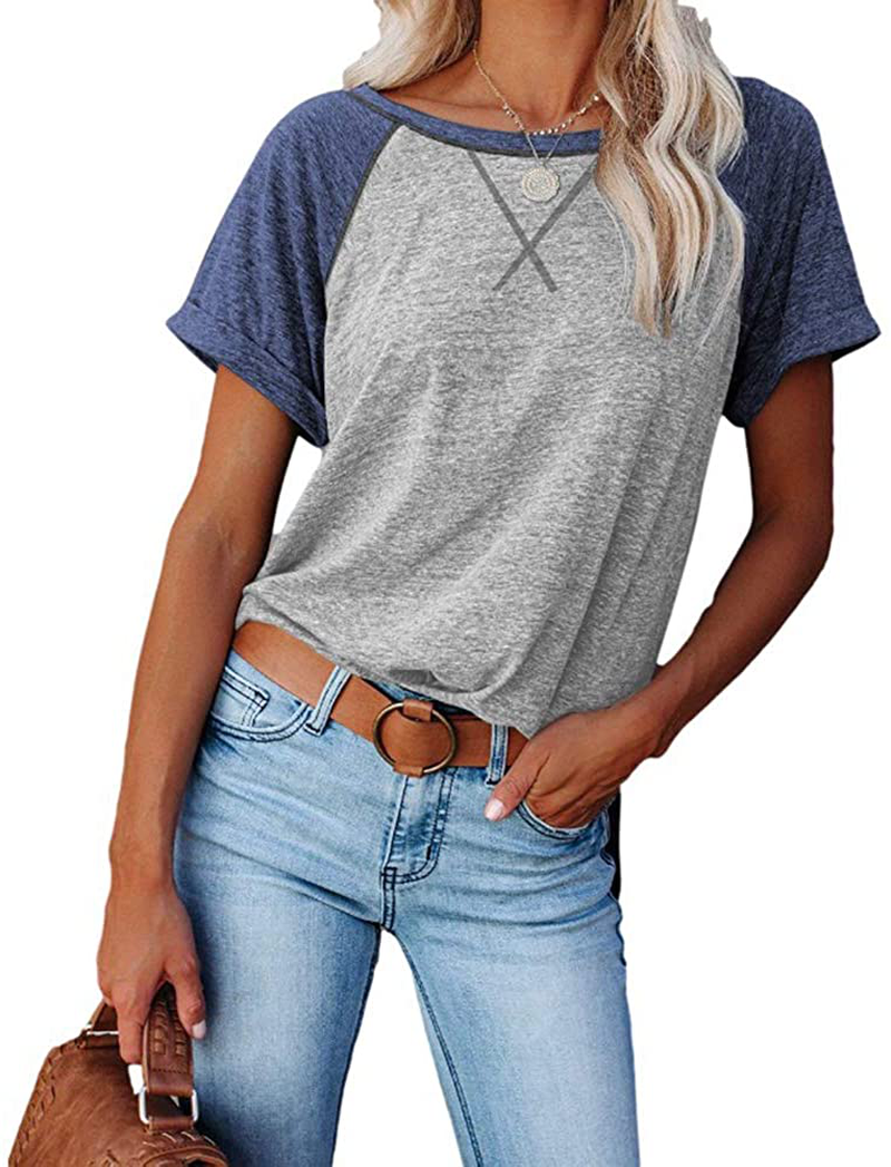 PIPIDREAM Summer Tops for Women Short Sleeve Casual Loose Tunic Top Crewneck T Shirts