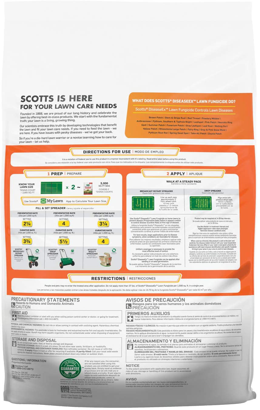 Scotts DiseaseEx Lawn Fungicide - Fungus Control, Fast Acting, Treats up to 5,000 sq. ft., 10 lb.