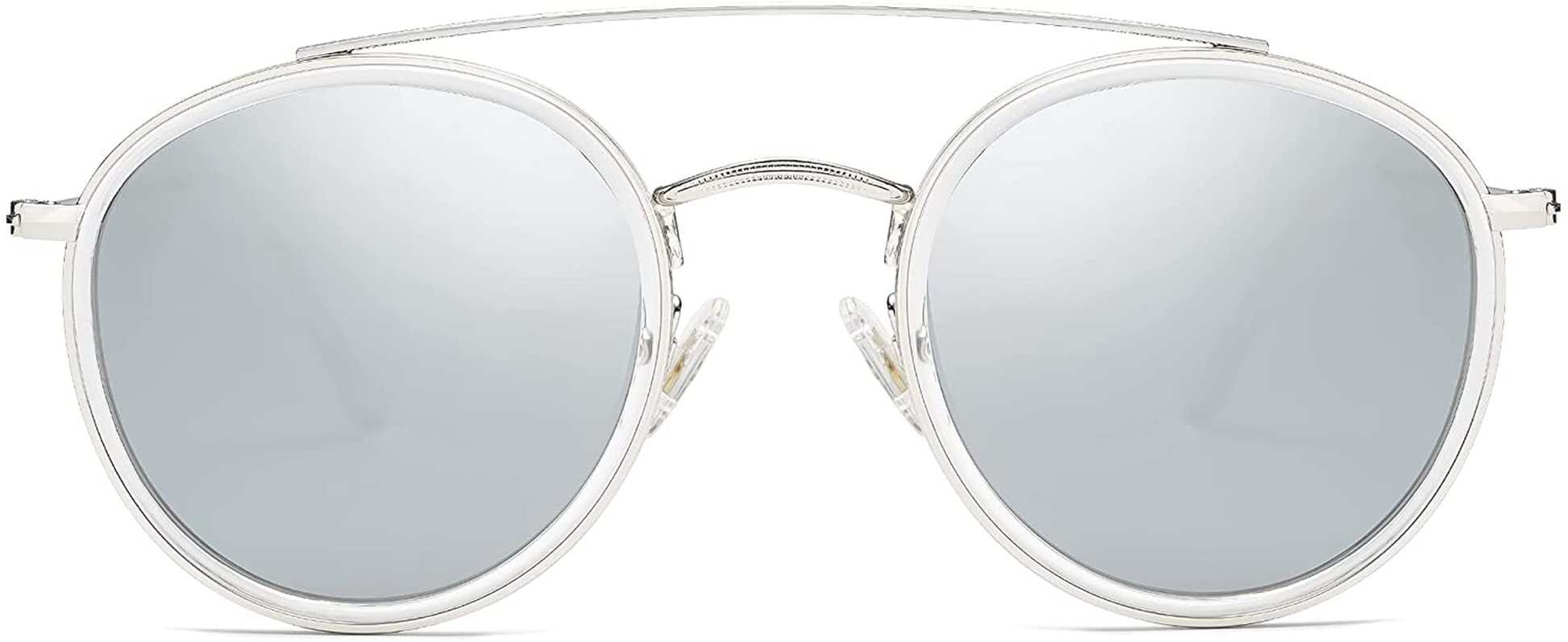 SOJOS Retro round Polarized Sunglasses UV400 Double Bridge Sun Glasses SUNSET SJ1104