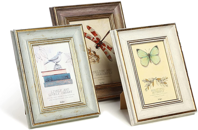 3 Pack 4x6 Inch Farmhouse Rustic Picture Frame Sets Distressed Farmhouse Plastic Frame with Plexiglass for Wall Mount or Tabletop Display.