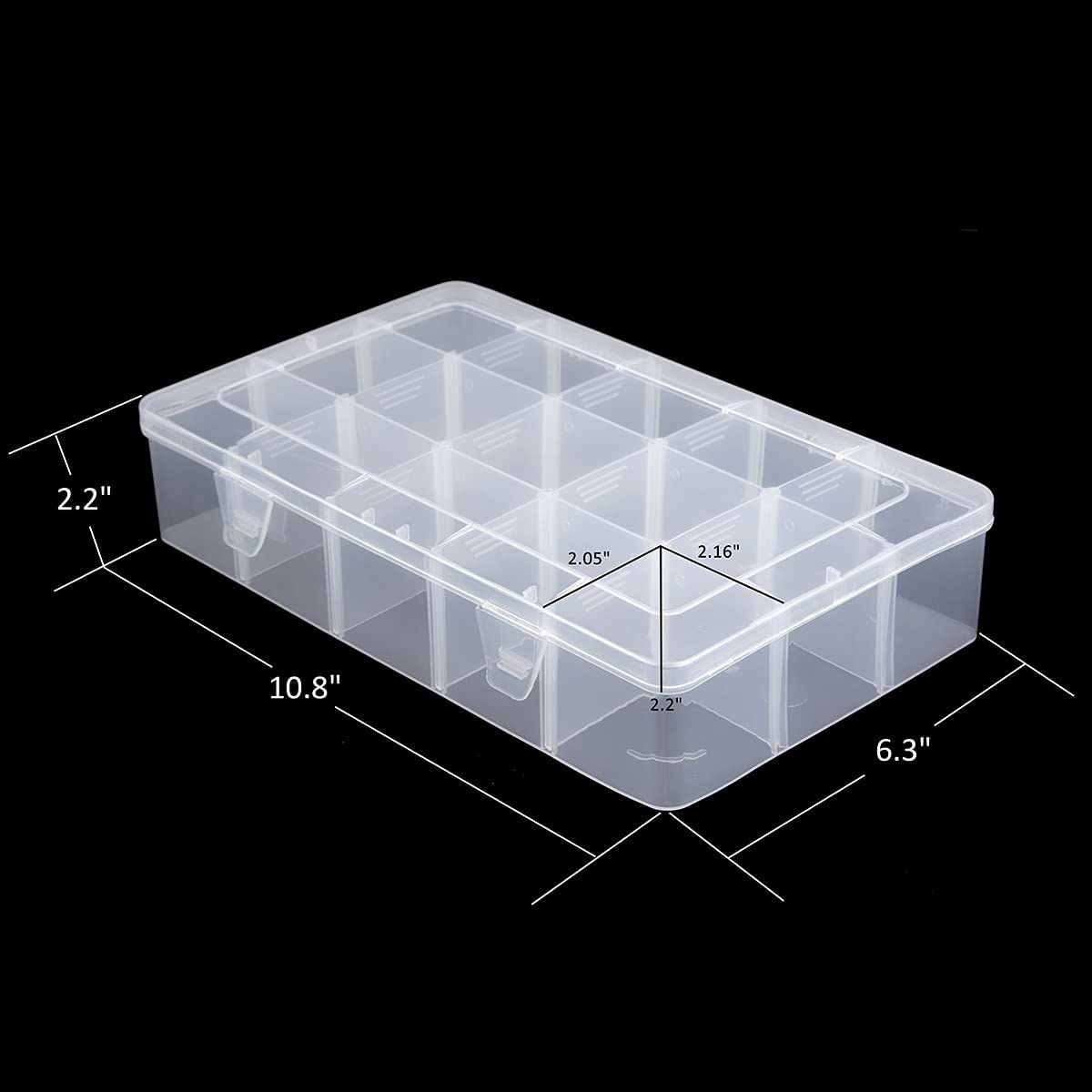 Organizer Box Adjustable Dividers - Plastic Compartment Storage Container for Washi Tapes, Craft, Beads, Jewelry, Small Parts