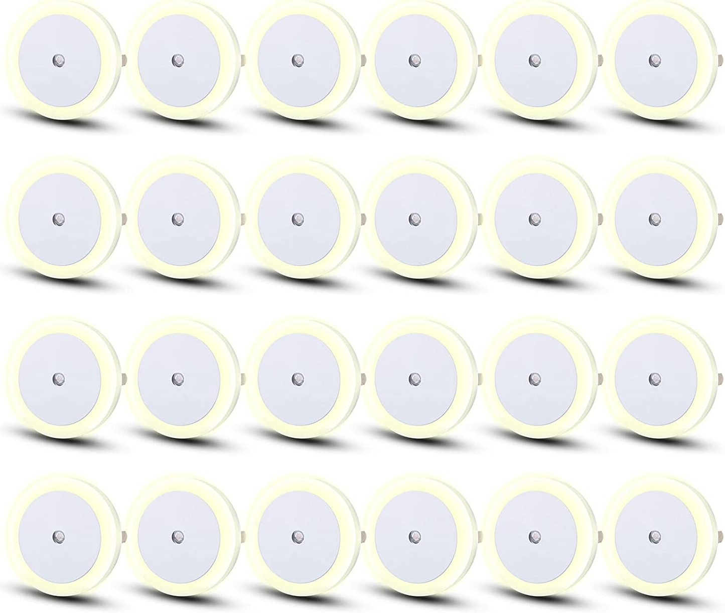 24 Pcs LED Night Light Plug in Nightlight with Dusk to Dawn Sensor, Warm White Color Light, Sensor Night Lights for Hallway, Stairs, Kitchen, Bedroom, Bathroom