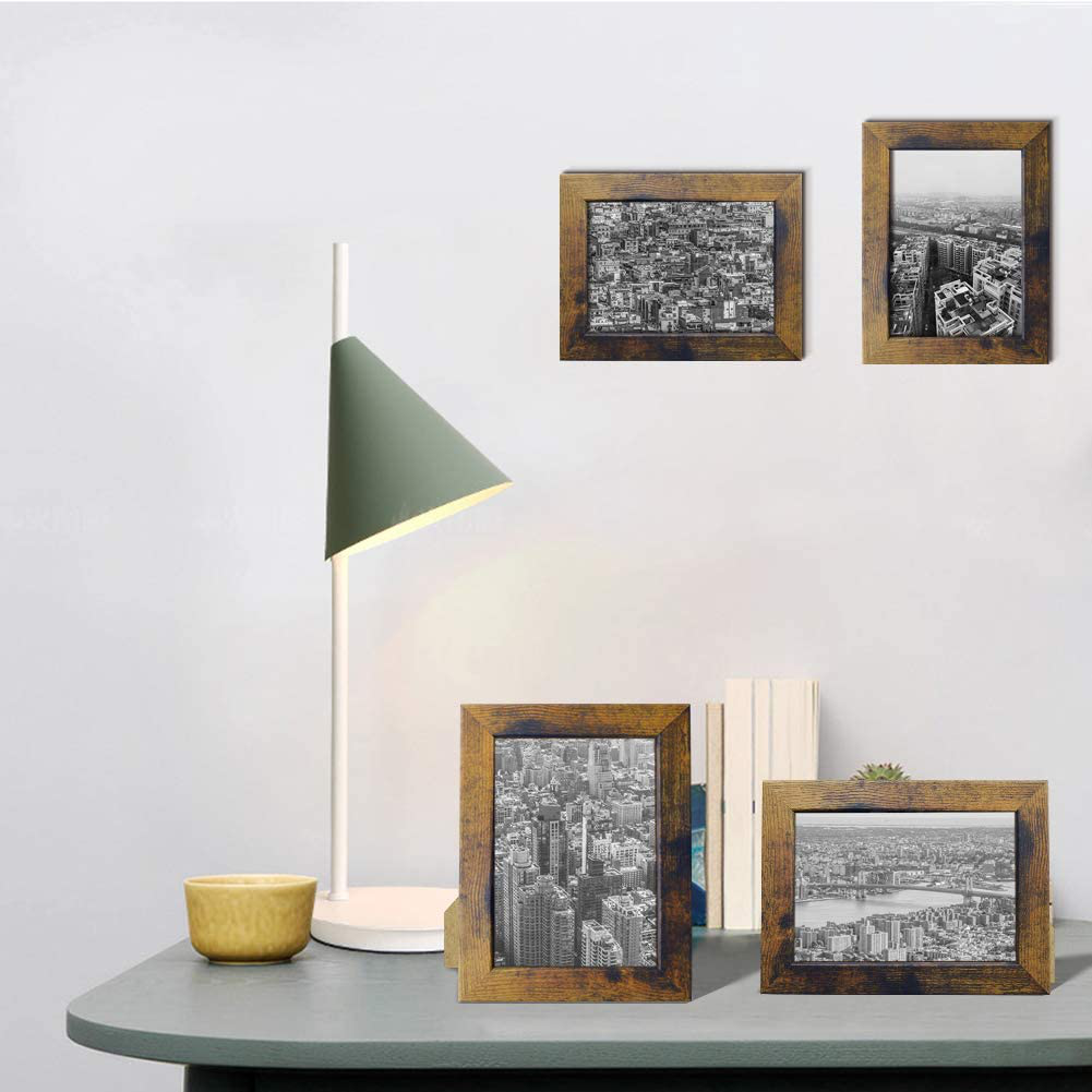 8x10 Picture Frame Rustic Brown Frames Fits 8 by 10 Inch Prints Wall Tabletop Display, 7 Pack