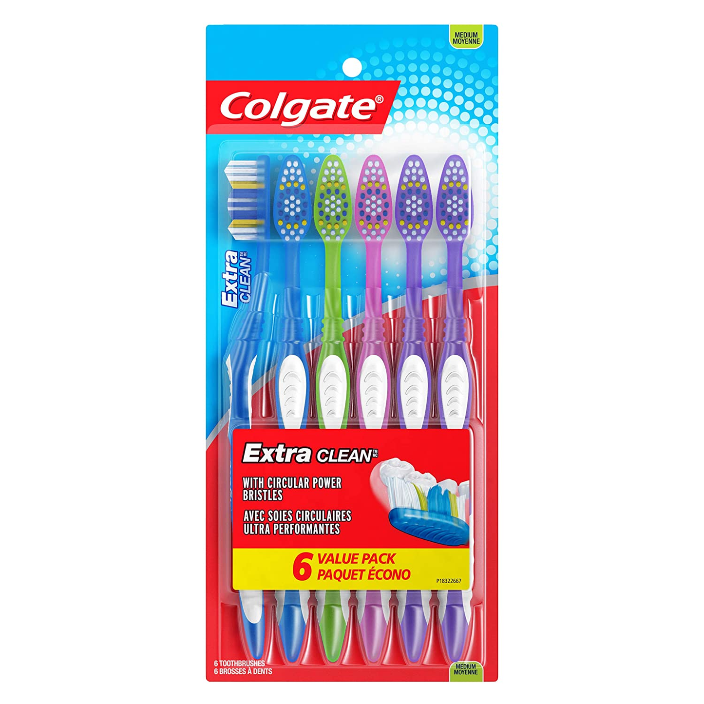 Colgate Extra Clean Full Head Toothbrush, Medium - 6 Count