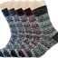 Womens Wool Socks, 5 Pairs Vintage Thick Knit Winter Warm Socks for Women Men Gifts