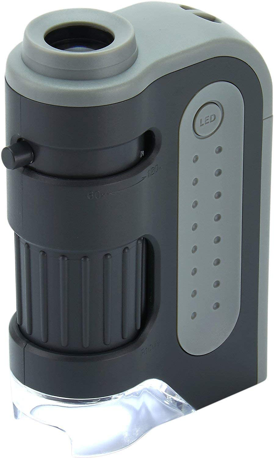 Carson MicroBrite Plus 60x-120x LED Lighted Zoom Pocket Microscope with Aspheric Lens System
