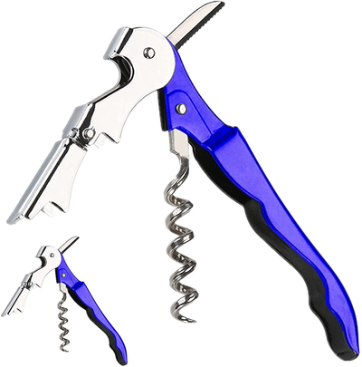Aoineeseo Waiter Corkscrew, Wine Opener with Serrated Foil Cutter (Blue, 2 Pack)