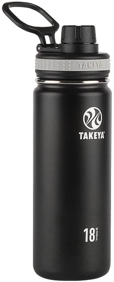 Takeya Black Originals Vacuum-Insulated Stainless-Steel Water Bottle, 18oz