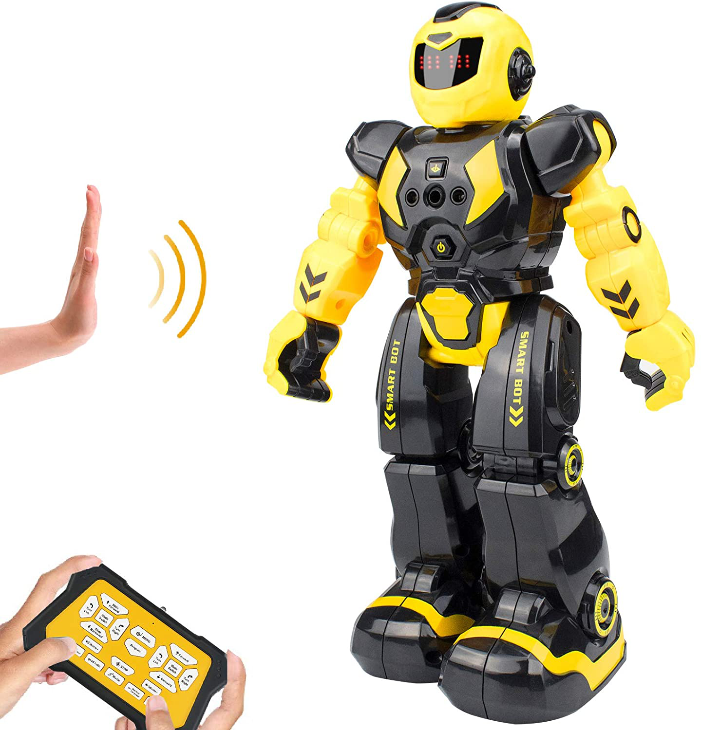 Remote Control Robot for Kids, Sikaye Intelligent Programmable Robot with Infrared Controller Toys,Dancing,Singing, Moonwalking and LED Eyes, Gesture Sensing Robot Kit for Childrens (Yellow)