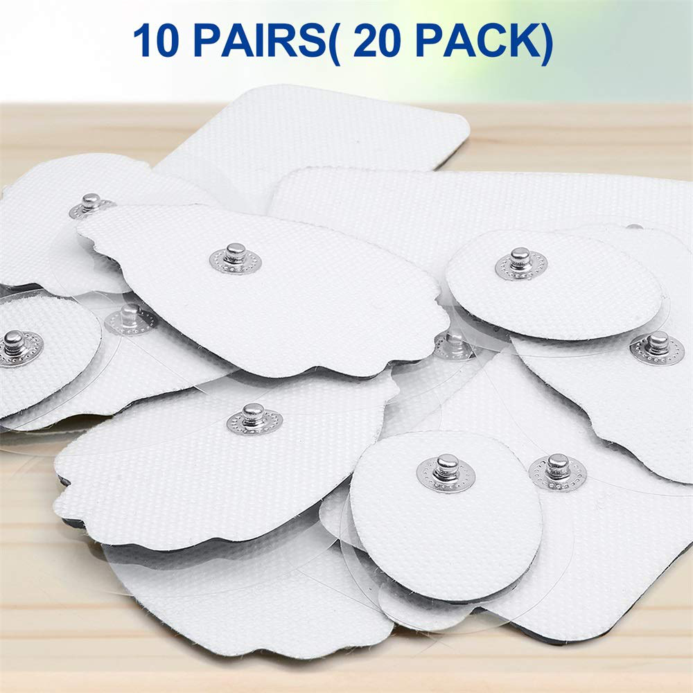 TENS/EMS Unit Pads 20 Pack Snap Electrode Pads NURSAL Tens Unit Replacement Pad Reuse More Than 30 Times