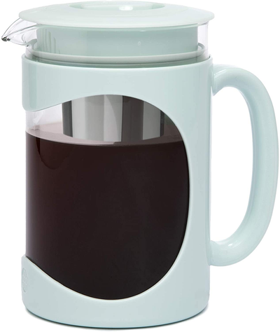 Primula Burke Deluxe Cold Brew Iced Coffee Maker, Comfort Grip Handle, Durable Glass Carafe, Removable Mesh Filter, Perfect 6 Cup Size, Dishwasher Safe, 1.6 Qt, Blue