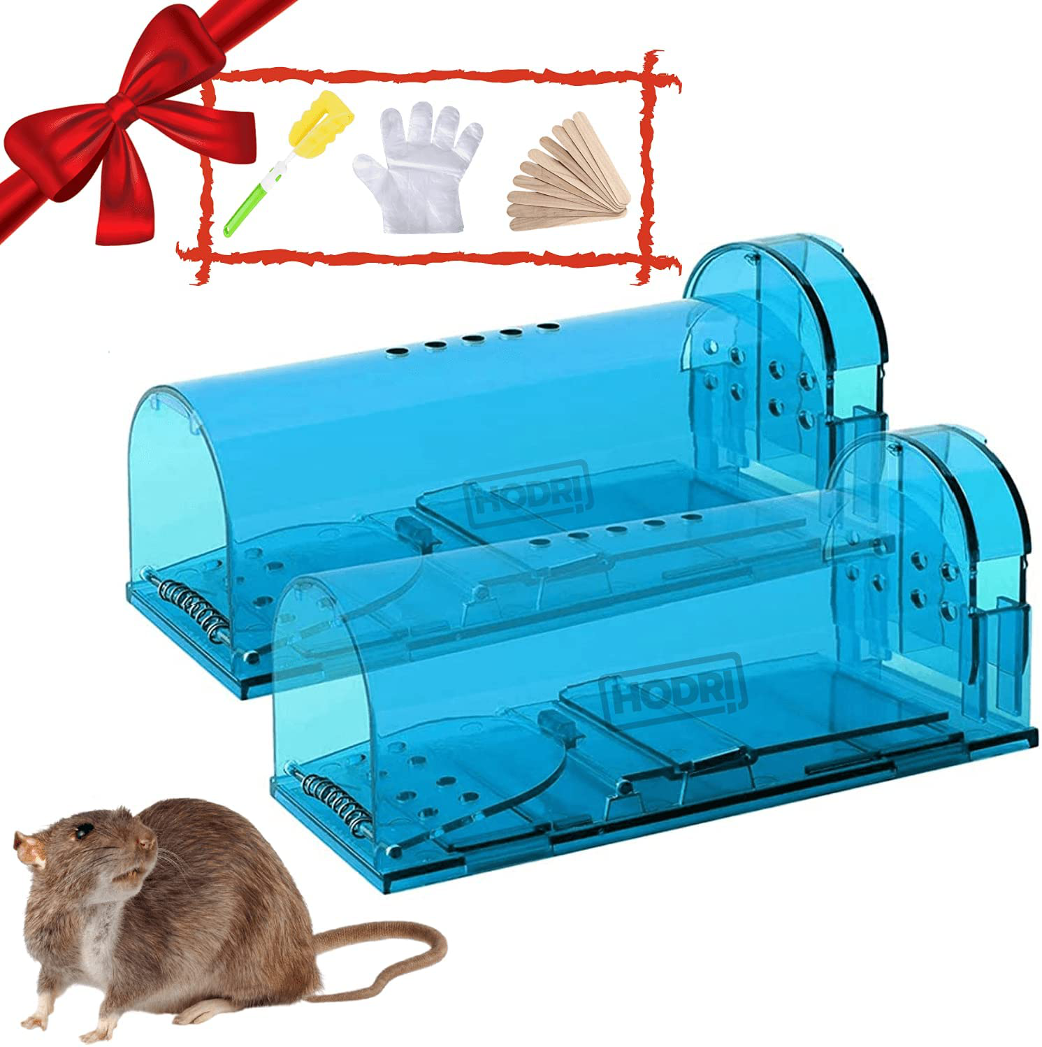 HODRI Humane Smart No Kill Mouse Trap,Cruelty Free Live Catch and Release,Easy to Set for Small Rodents Such as Mouse Mice Vole Mole Chipmunk,Reusable for Kitchen Garden Storage Garage,Blue