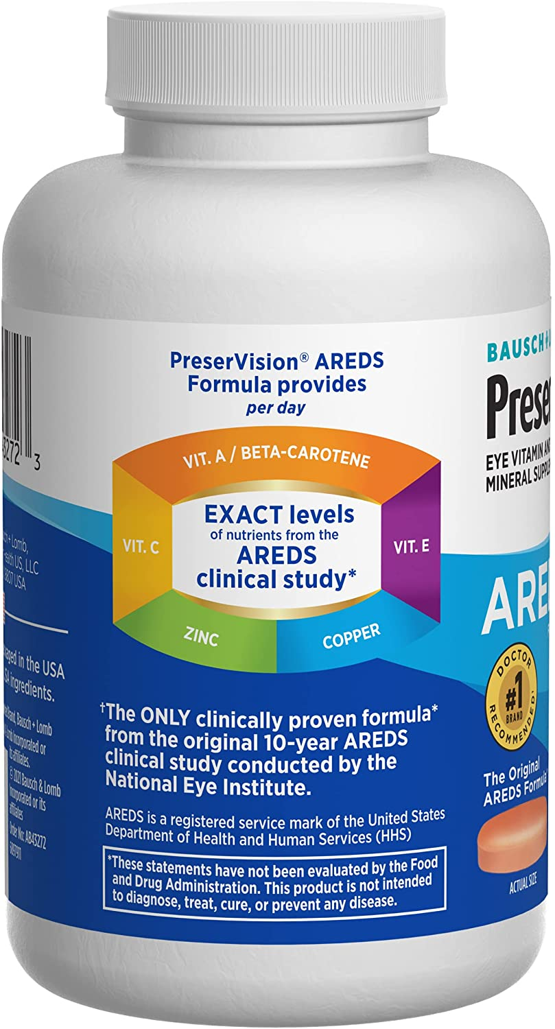 B&L Preservision AREDS Eye Vitamin & Mineral Supplement Tablets - 240 Count Bottle