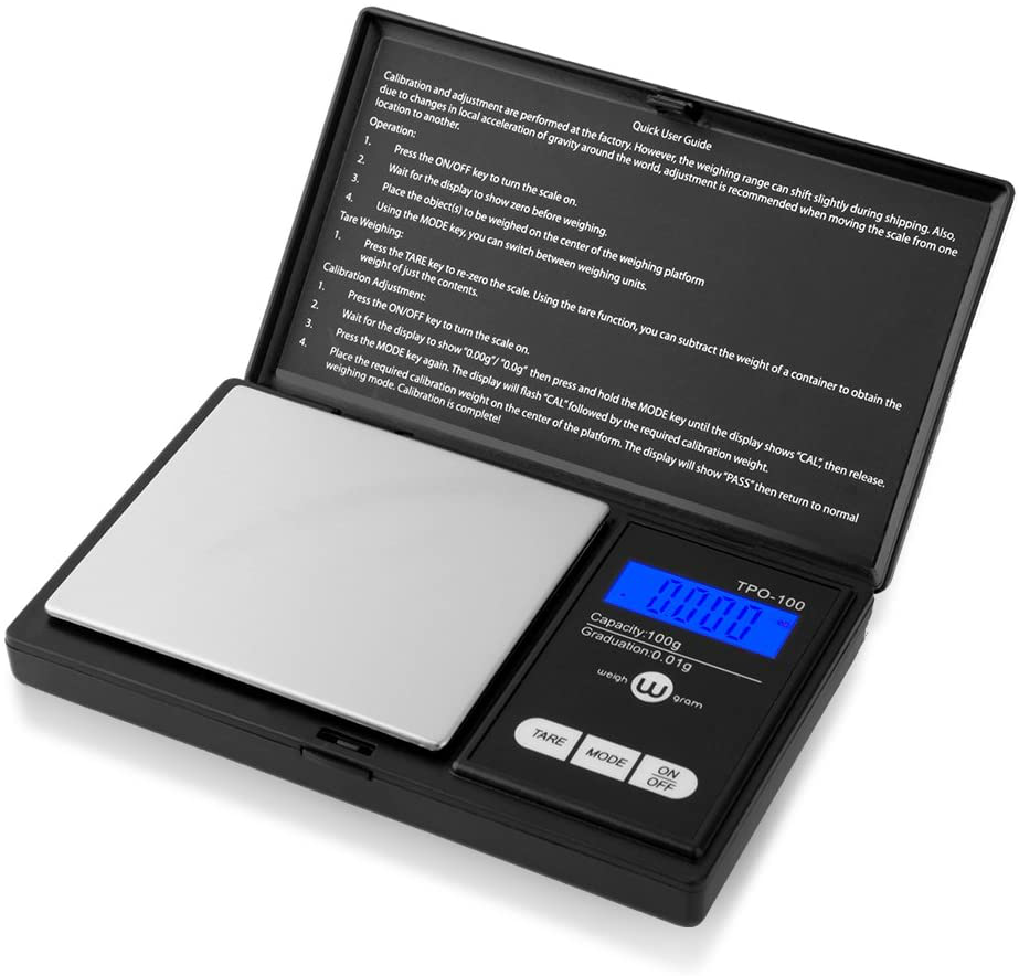 Weigh Gram Scale Digital Pocket Scale,100g by 0.01g,Digital Grams Scale, Food Scale, Jewelry Scale Black, Kitchen Scale 100g(TOP-100)