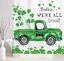 NYMB St. Patrick's Day Shamrocks Leaf Shower Curtains, Falling Green Lucky Clover Leaves on Rustic Truck