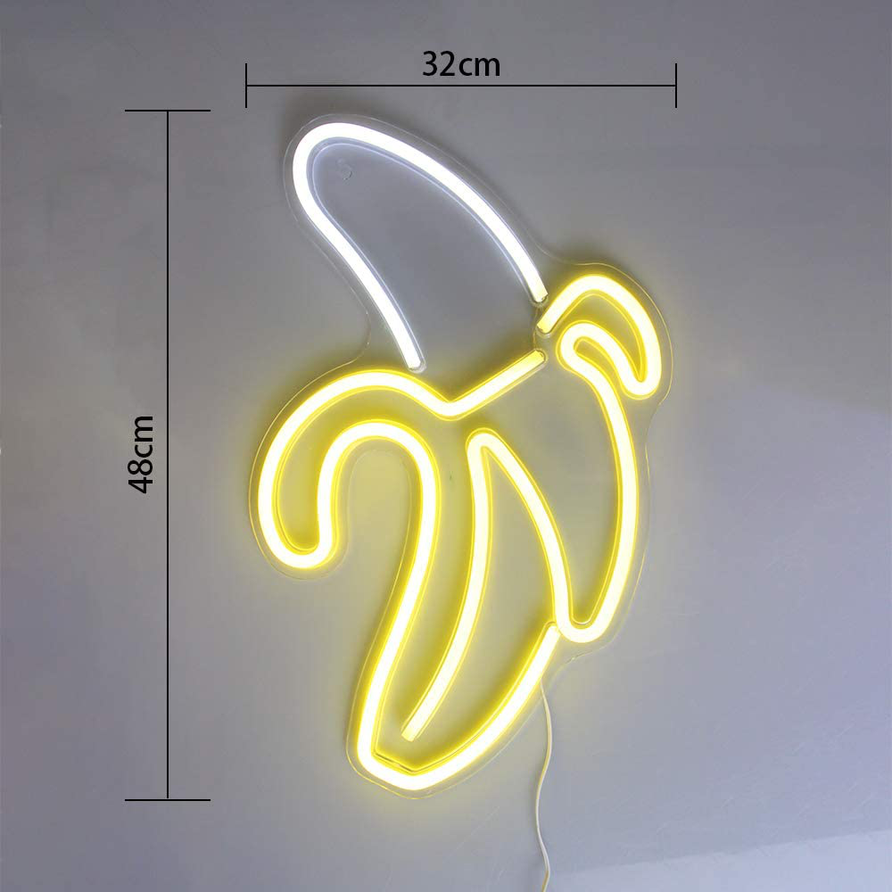 Banana Neon Signs LED Neon Lights Art Wall Decorative Lights Neon Lights for Christmas Room Wall Kids Bedroom Birthday Party Bar Decor 11''X19.7'' (Warm Yellow Banana)