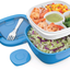 Bentgo Salad - Stackable Lunch Container with Large 54-oz Salad Bowl, 4-Compartment Bento-Style Tray for Toppings, 3-oz Sauce Container for Dressings, Built-In Reusable Fork & BPA-Free (Coastal Aqua)