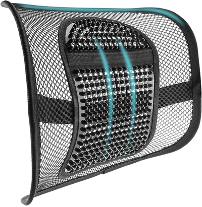 Mesh Back Lumbar Support, Back Support Seat Cushion with Breathable Mesh for Office Chairs Car 12” X 16”