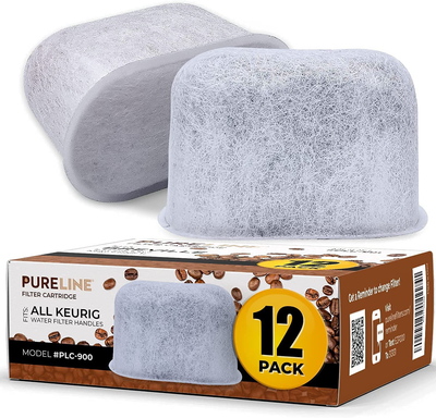 12 Pack Keurig Compatible Charcoal Replacement Water Filters by Pureline- Universal Fit for Keurig 2.0 and older models