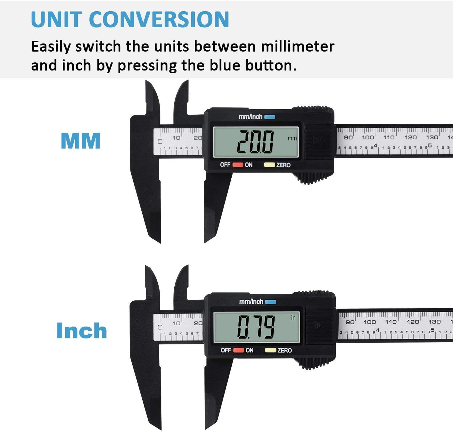 Digital Caliper, 8" Caliper Measuring Tool Extreme Accuracy Waterproof Electronic Vernier Caliper Industrial Stainless Steel Digital, Durable Measuring Tool with Large LCD Screen