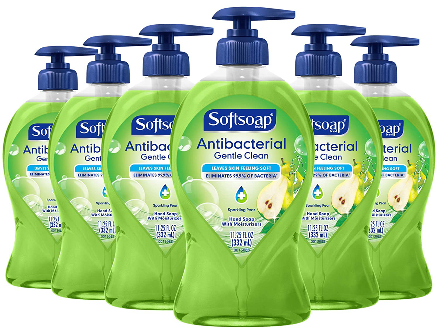 Softsoap Antibacterial Liquid Hand Soap Pump, Gentle Clean, Sparkling Pear - 11.25 Fluid Ounce, 6 Packs