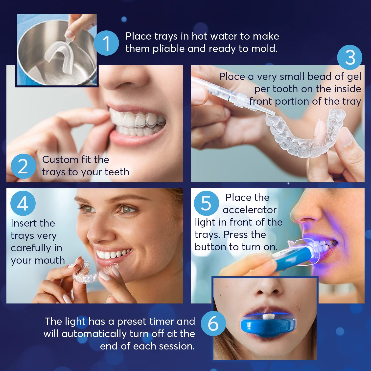 Magicbrite Complete Teeth Whitening Kit at Home Whitener - LED Light, 35% Carbamide Peroxide, 2 Mouth Trays, (3) 3Ml Gel Syringes, Painless Effective 