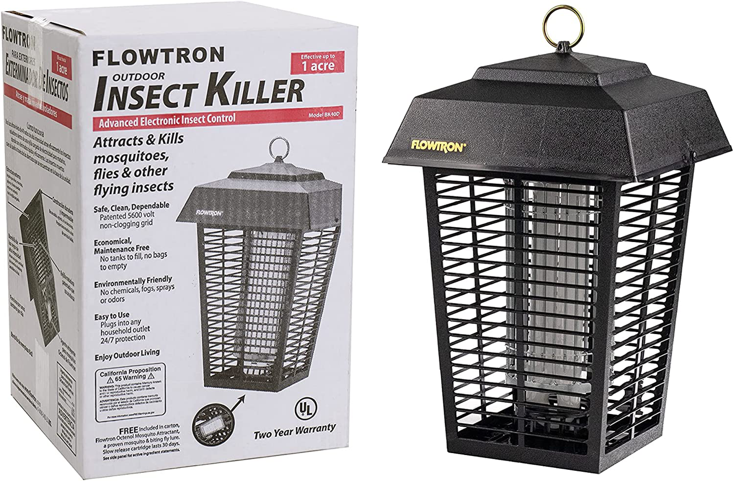 Flowtron BK-40D Electronic Insect Killer, 1 Acre Coverage,Black & MA-1000 Octenol Mosquito Attractant Cartridge