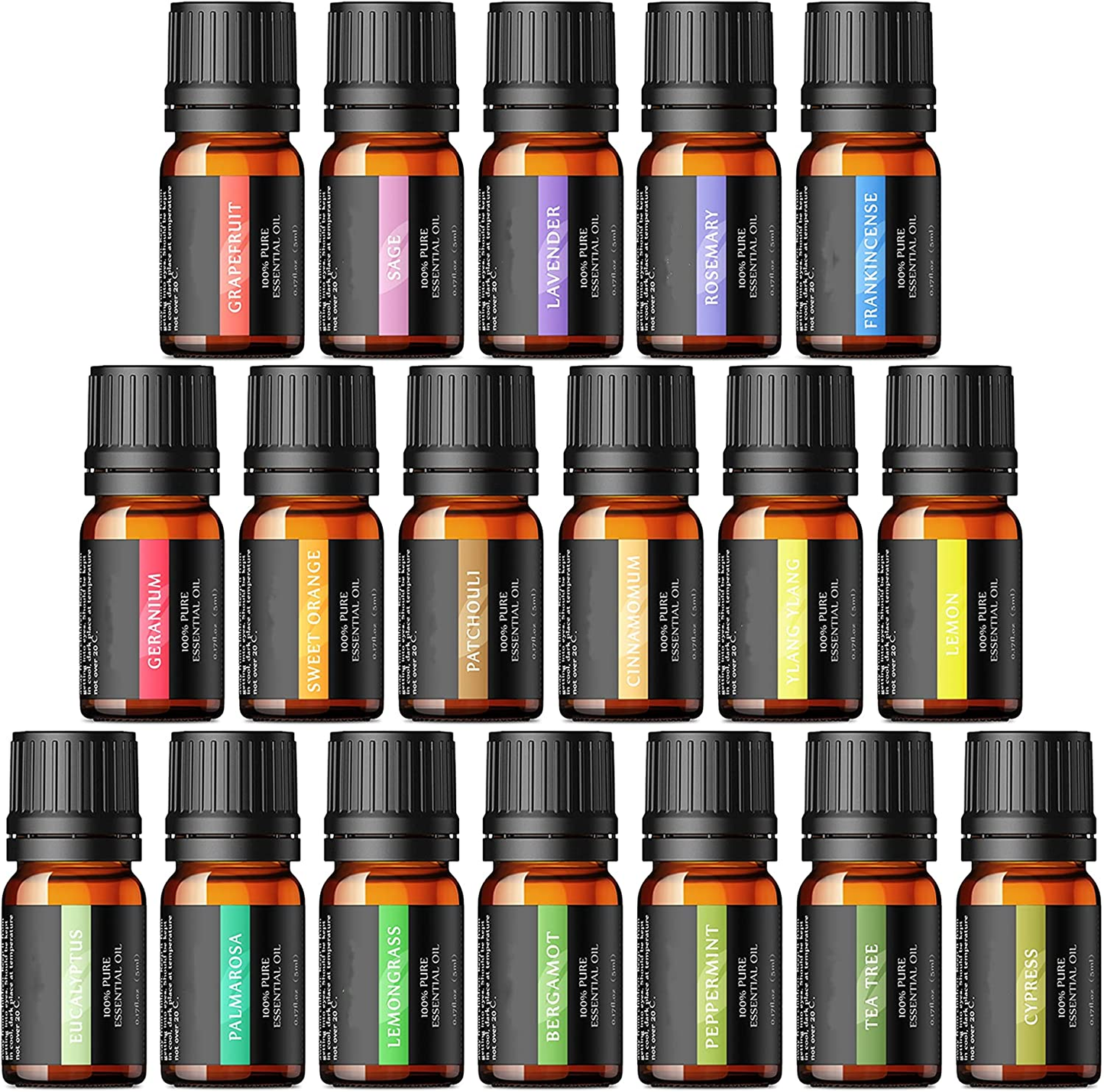 AOSNO Essential Oils Set Top 6*10 Ml Essential Oils for Candle Making, Skin, Massage, Hair Care & Diffuser 100% Pure Therapeutic Grade Aromatherapy Oils Gift Set for Home, Car & Office