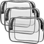 Clear Toiletry Bag, Packism 3 Pack TSA Approved Toiletry Bag Quart Size Bag, Travel Makeup Cosmetic Bag for Women Men, Carry on Airport Airline Compliant Bag