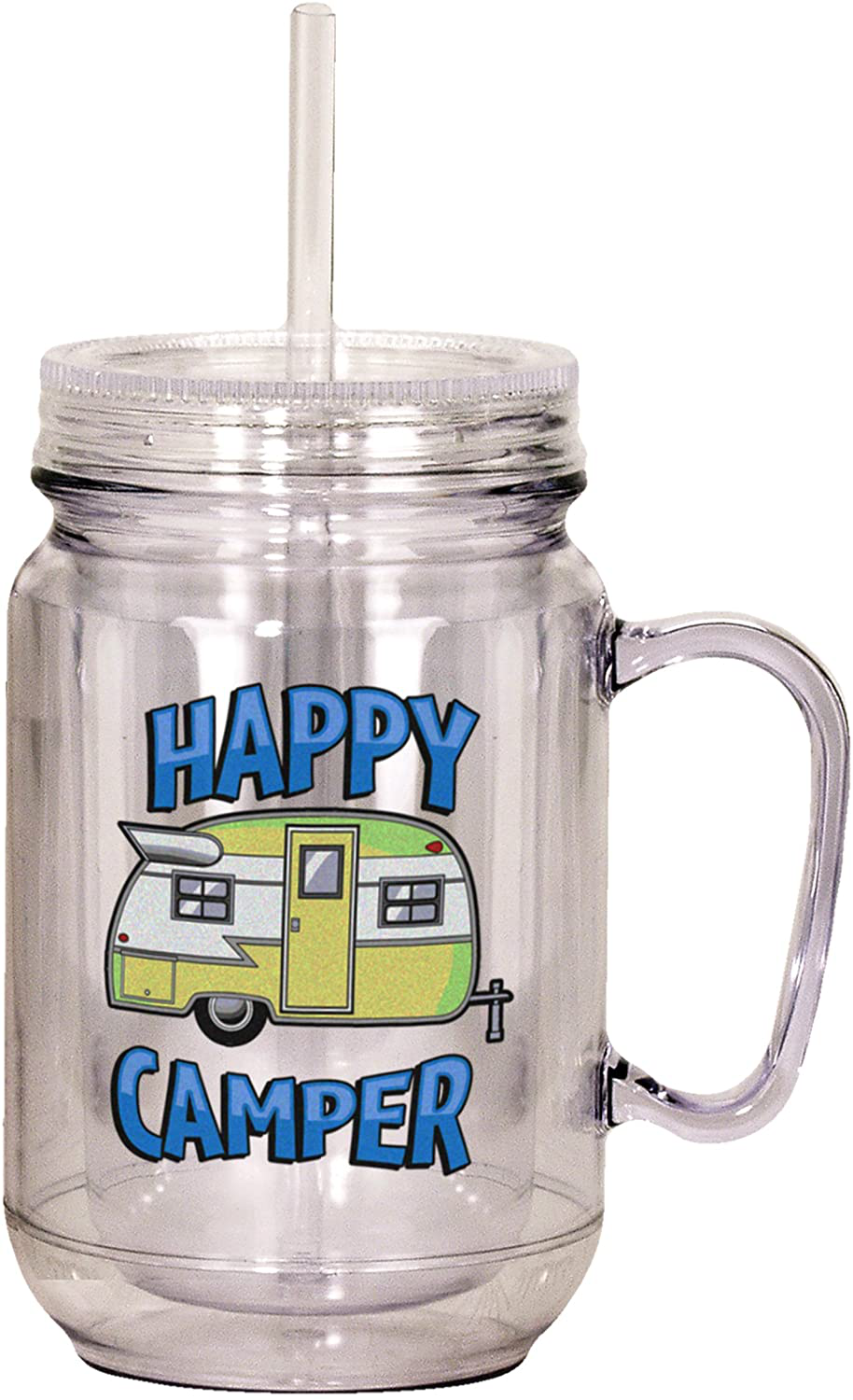 Spoontiques Happy Camper Mason Jar, One Size, Multicolor