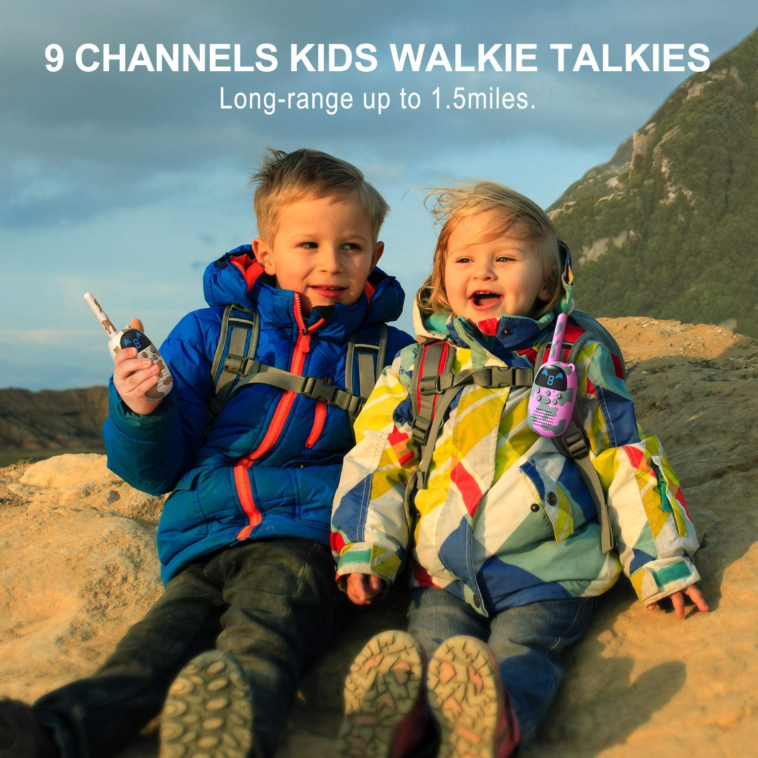 GOCOM Walkie Talkies for Kids, Kids Toys Handheld Child Gift Walky Talky, Two-Way Radio Boys & Girls Toys Age 3-12, for Indoor Outdoor Hiking Adventure Games 3 Pack